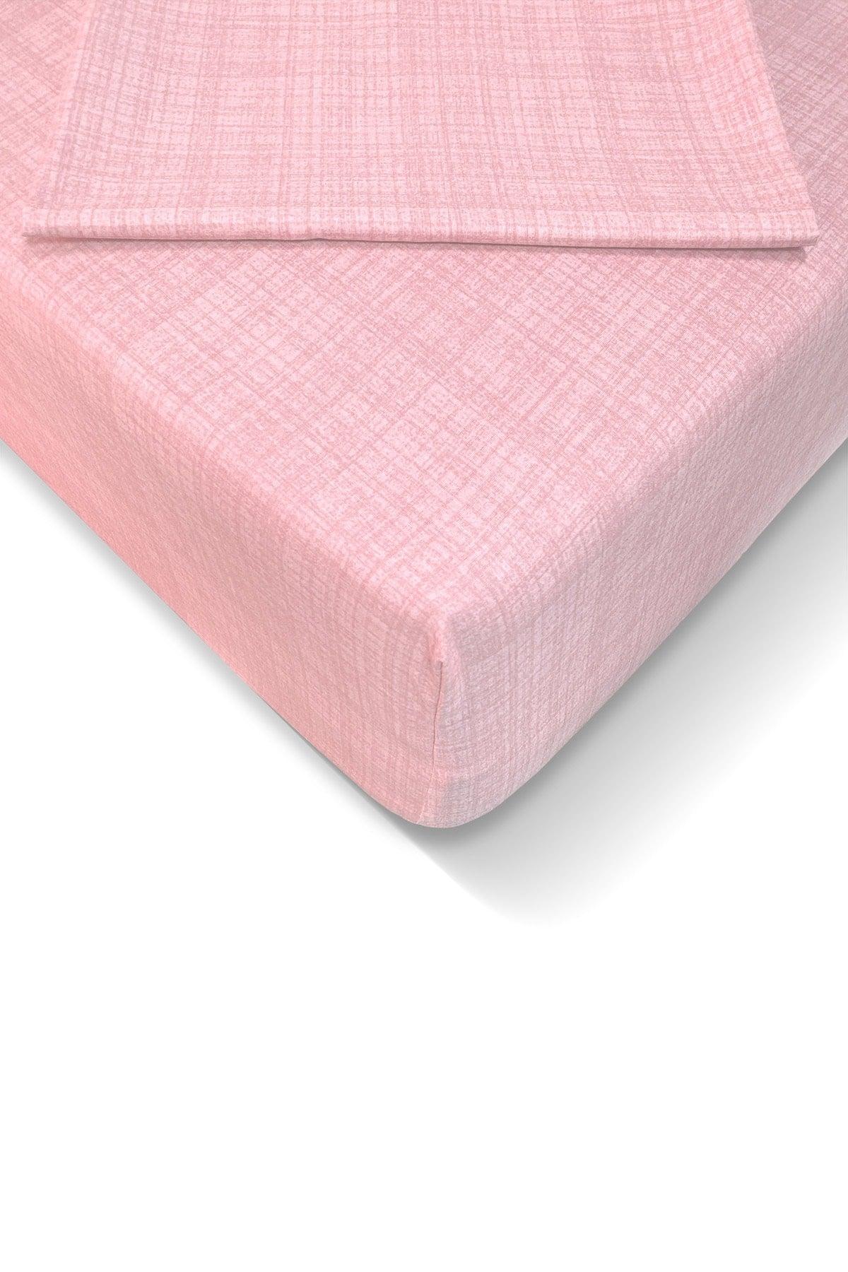 Ranforce 120x200 Cm Elastic Bed Sheet Set - Powder Pink - Swordslife