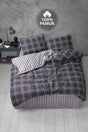 Ranforce Double Elastic Bed Linen Duvet Cover Set Plaid Anthracite - Swordslife