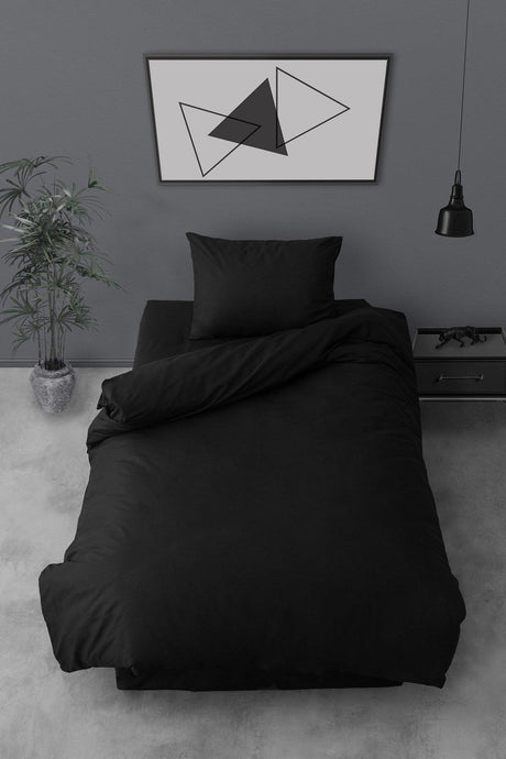 Ranforce Single Duvet Cover Set Simple Black - Swordslife