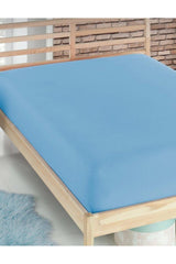 Ranforce Single Cotton Elastic Bed Sheet / Pillowcase 100% Cotton 100x200cm Blue Turquoise - Swordslife