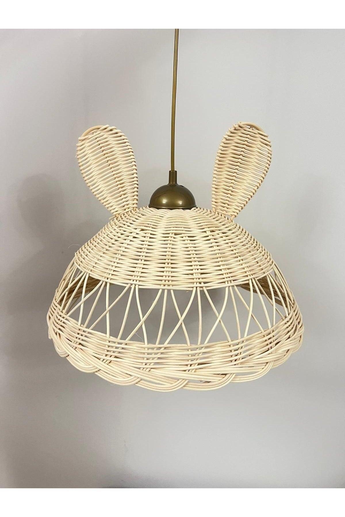 Rattan Chandelier Bamboo Straw Decorative Rabbit Ear Chandelier 35 Cm - Swordslife