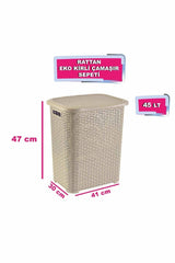 Rattan Model Lid Dirty Laundry Basket 45 Lt - Cream - Swordslife