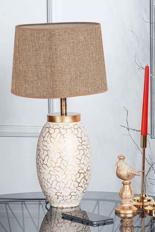 Rayon Ceramic Lampshade Cream Gold Srmk-53 - Swordslife