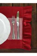 Red Frilly Placemat (4 Pieces 35 X 60 Cm) - Swordslife