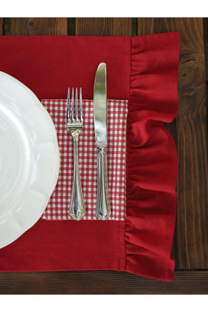 Red Frilly Placemat (4 Pieces 35 X 60 Cm) - Swordslife