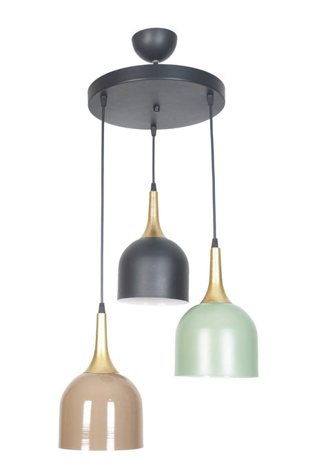 Reina Modern Design Metal Mix Black Brown Green Color Pendant Lamp Cafe - Kitchen 3 Piece Chandelier - Swordslife