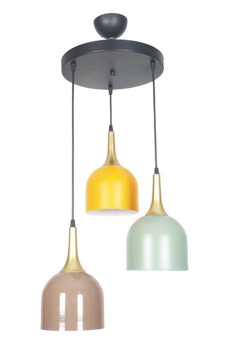 Reina Modern Design Metal Mix Orange Brown Green Color Pendant Lamp Cafe - Kitchen 3 Piece Chandelier - Swordslife