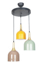 Reina Modern Design Metal Mix Orange Brown Green Color Pendant Lamp Cafe - Kitchen 3 Piece Chandelier - Swordslife
