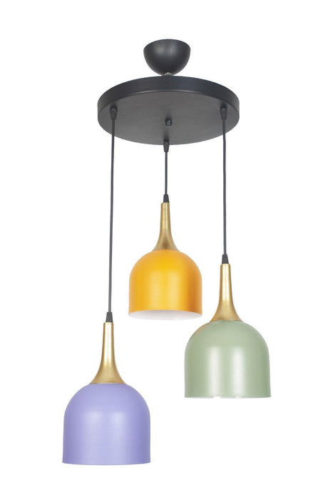 Reina Modern Design Metal Mix Orange Lilac Green Color Pendant Lamp Cafe - Kitchen 3 Piece Chandelier - Swordslife