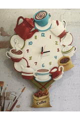 Colorful Coffee Feast Swinging Pendulum Kitchen Wall Clock - Swordslife