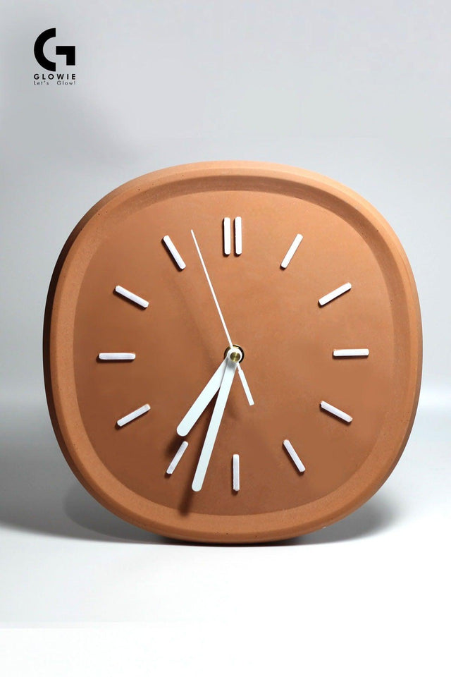 Colorful Design Square Concrete Wall Clock | Brown 26cm - Swordslife