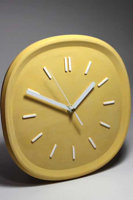 Colorful Design Square Concrete Wall Clock | yellow 26cm - Swordslife