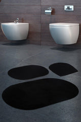 Rixos Black 3 Piece Bathroom Carpet Mat Set Non-Slip Toilet Seat Set - Swordslife