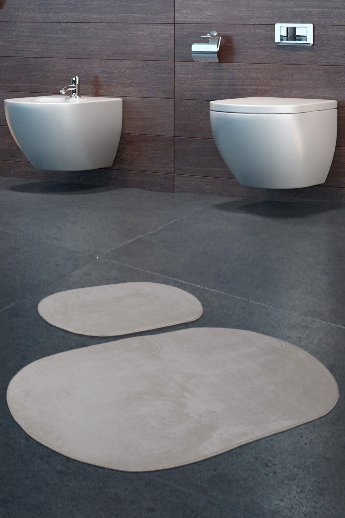 Rixos Cream 2 Pcs Bathroom Carpet Mat Set Non-Slip Toilet Seat Set - Swordslife