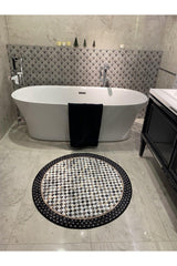 Robert Checker Pattern Round Bathroom Without Fringe