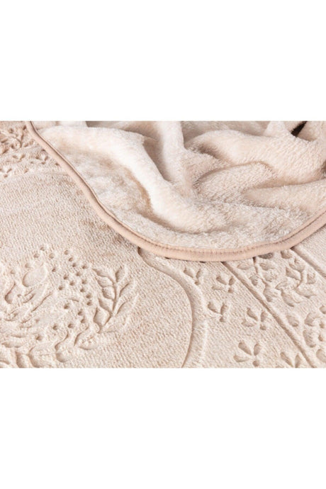 Rochelle Mink Emboss Double Blanket - Beige - Swordslife