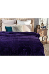 Rochelle Mink Emboss Double Blanket - Purple - Swordslife