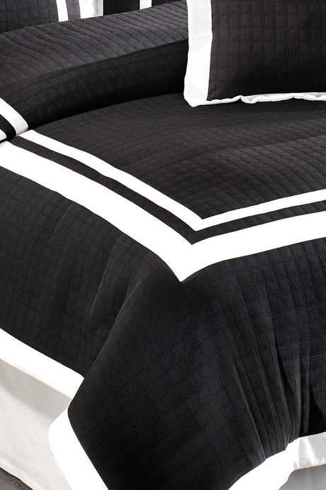 Roman Jacquard Bedspread Double 5 Pieces Black - Swordslife