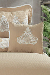 Romans French Lace Jacquard Bedspread Set Double (7 PIECES) Cappuccino - Swordslife