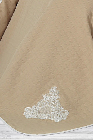 Romans French Lace Jacquard Bedspread Set Double (7 PIECES) Cappuccino - Swordslife
