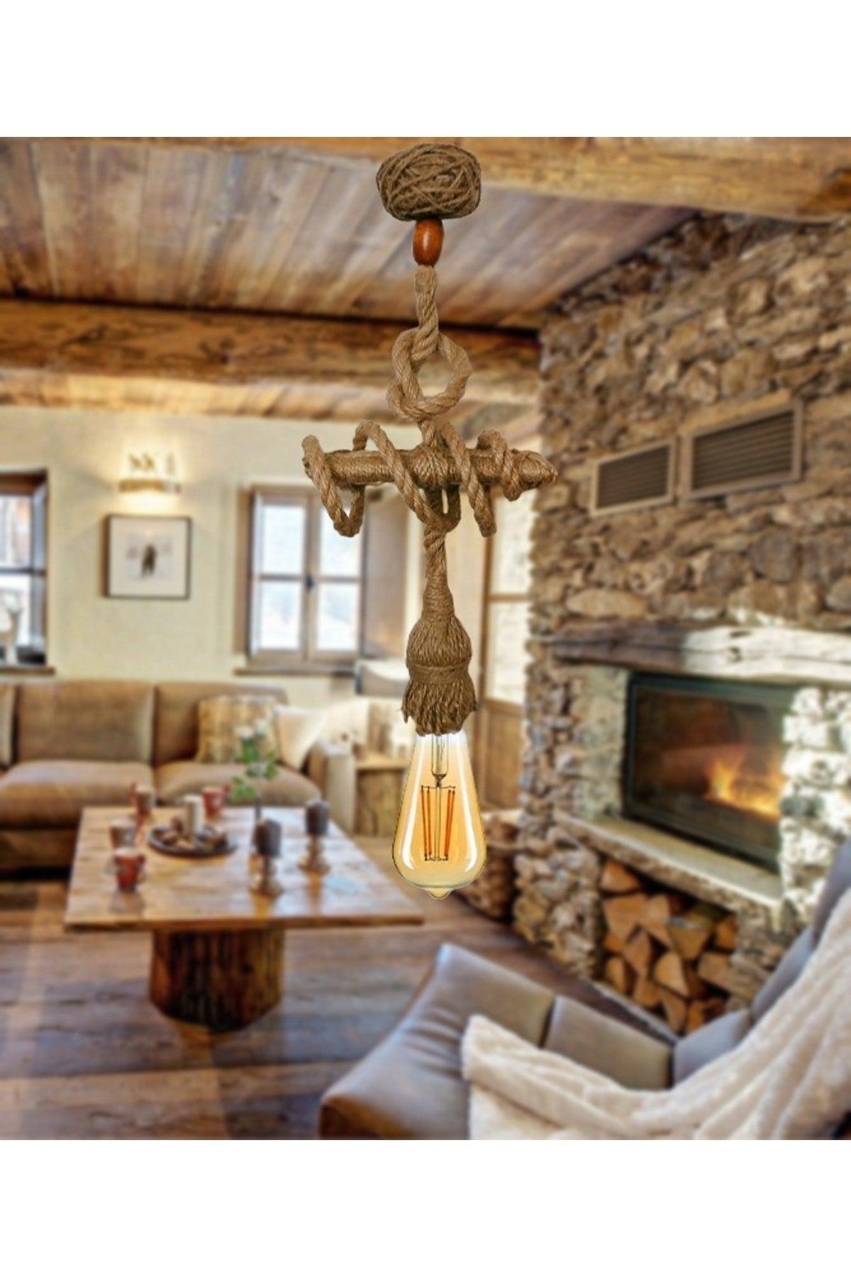 Rope Chandelier Single Rustic Design - Swordslife