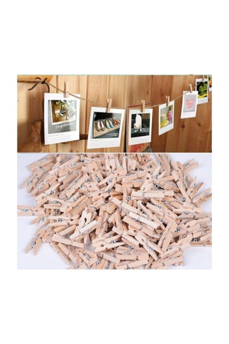 Rope Mini Pegs, 50 Pieces Mini Pegs And 10 Meters Jute Rope, Decorative Photo And Ornament Clips - Swordslife