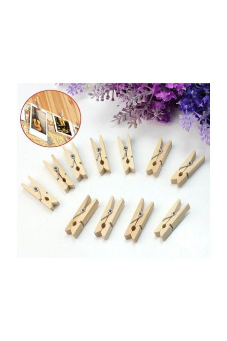 Rope Mini Pegs, 50 Pieces Mini Pegs And 10 Meters Jute Rope, Decorative Photo And Ornament Clips - Swordslife