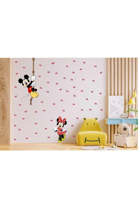 Rote und weiße Schotten Minnie Muse und Mickey Muse Kinderzimmer Wandaufkleber - Swordslife