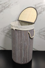 Round Bamboo Laundry Basket Gray Cl-6001-02 - Swordslife