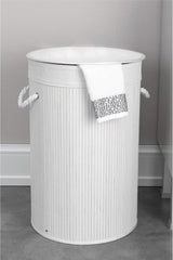 Round Bamboo Laundry Basket White Cl-6001-04