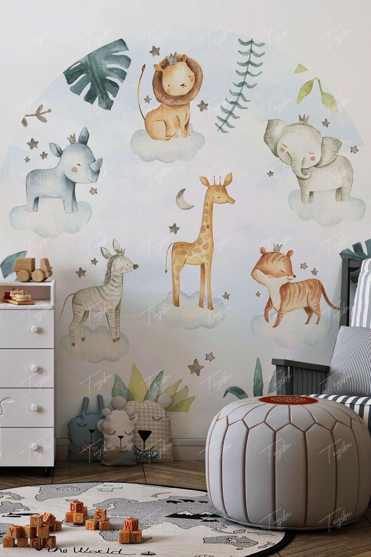 Round Circle Cute Animals Wall Sticker - Swordslife