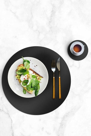 Round Leather Placemat 12 Pieces Black - Swordslife