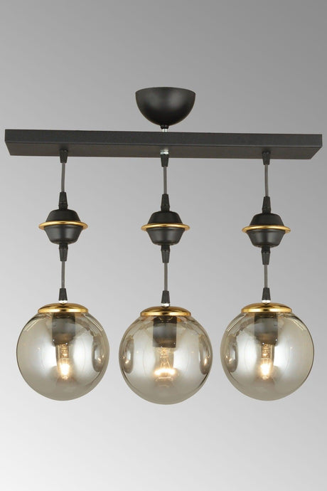 Sequential Black 3-Set Smoked Globe Glass Pendant Lamp Luxury Chandelier - Swordslife