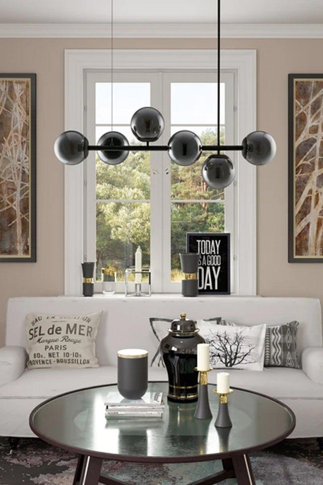 Royal Modern Design Black Case Smoked Glass Six Six Chandelier - Swordslife