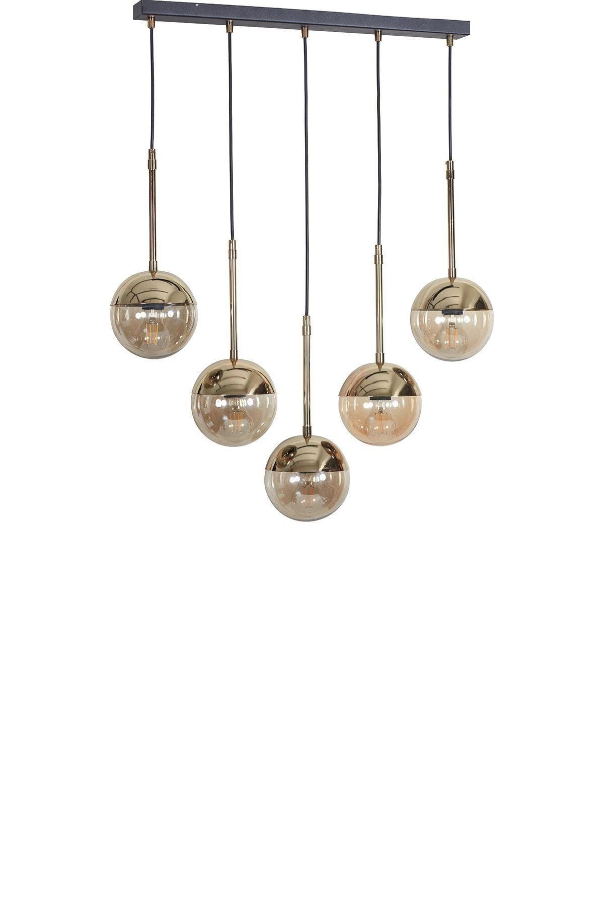 Roza 5 Li Gold-black Metal Body Honey Color Glass Design Luxury Pendant Lamp Chandelier - Swordslife