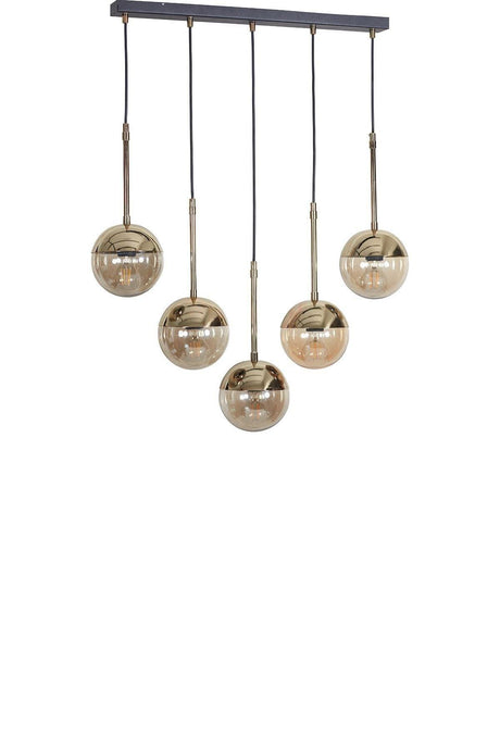 Roza 5 Li Gold-black Metal Body Honey Color Glass Design Luxury Pendant Lamp Chandelier - Swordslife