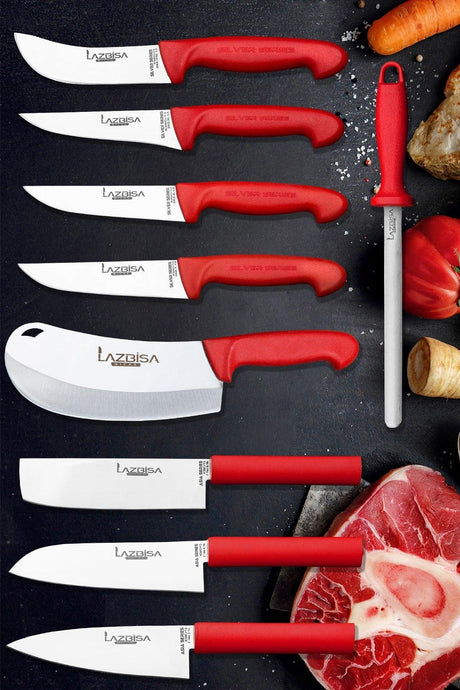 Yakut 9 Piece Kitchen Knife Set Meat Bread Vegetable Fruit Onion Salad Chef Knife - Swordslife