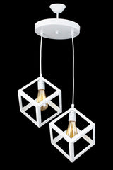 Rustic Retro Pattern Geometric Pendant Metal Cube Chandelier - Swordslife