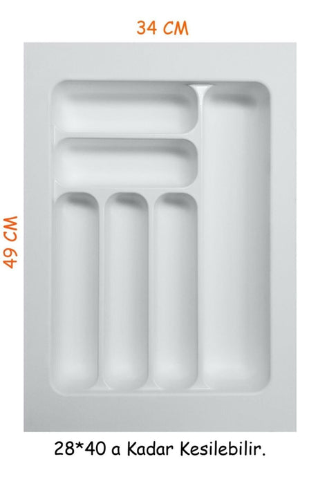 S-2283-w Plastic Cutlery in Drawer White Width: 34-28 D: 49-40 Cm Cuttable 6 Eyes - Swordslife