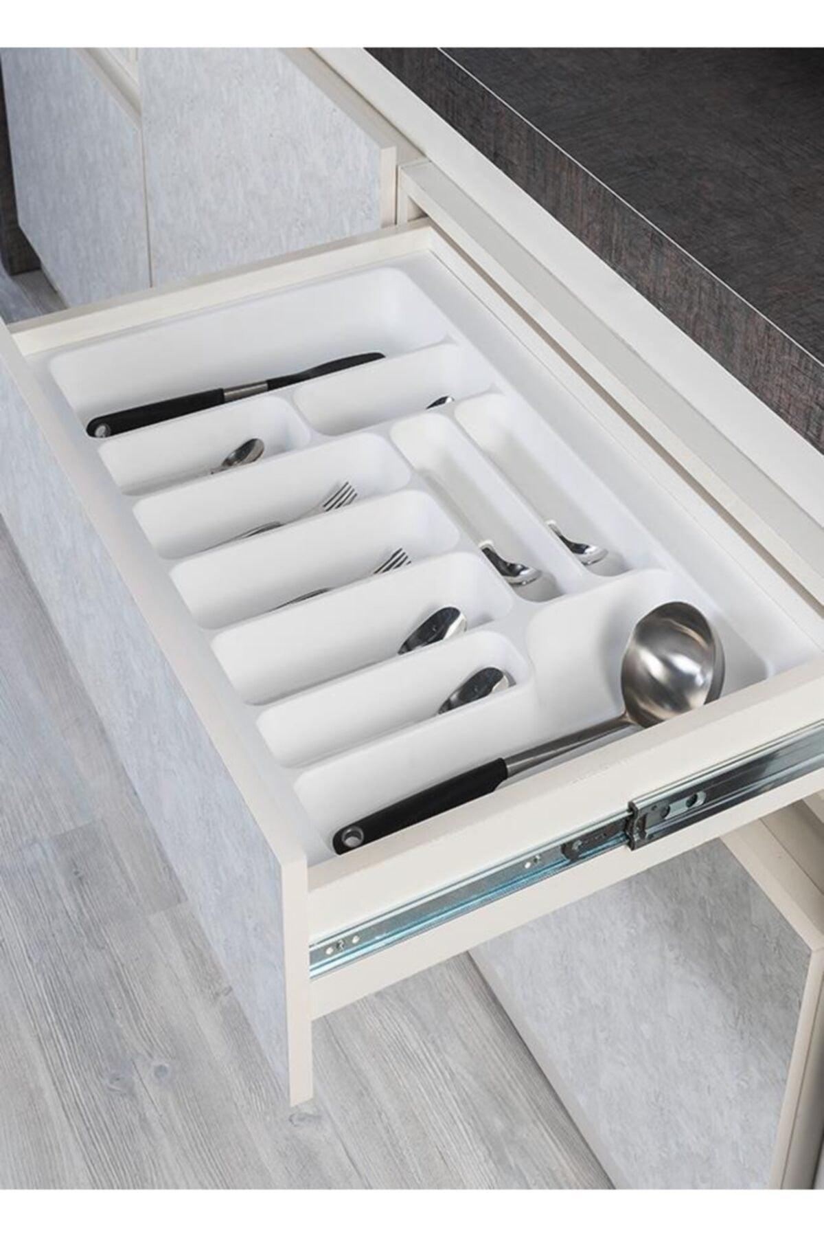 S-2283-w Plastic Cutlery in Drawer White Width: 34-28 D: 49-40 Cm Cuttable 6 Eyes - Swordslife