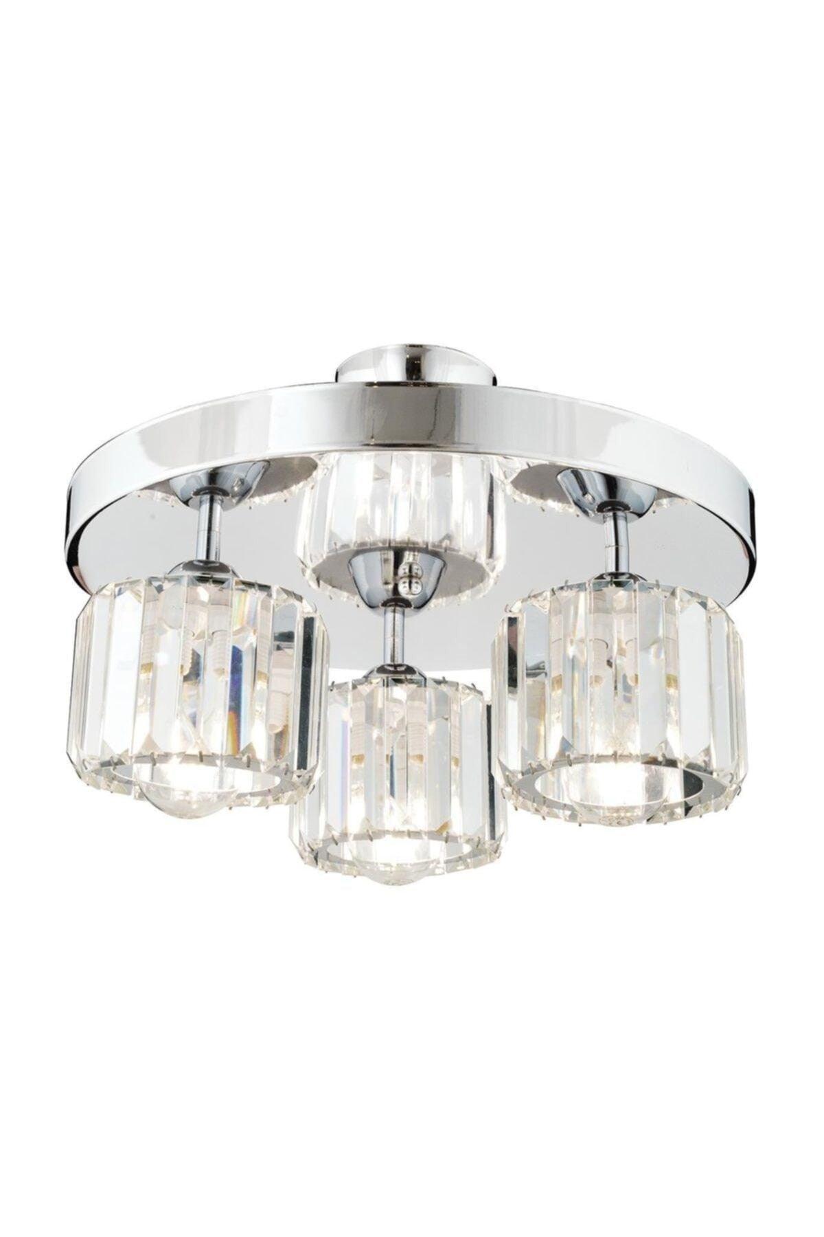 Sabrina 3L Runde verchromt Plafonyer Crystal Stone Modern Design Kristal Hall Chandeler - Swordslife