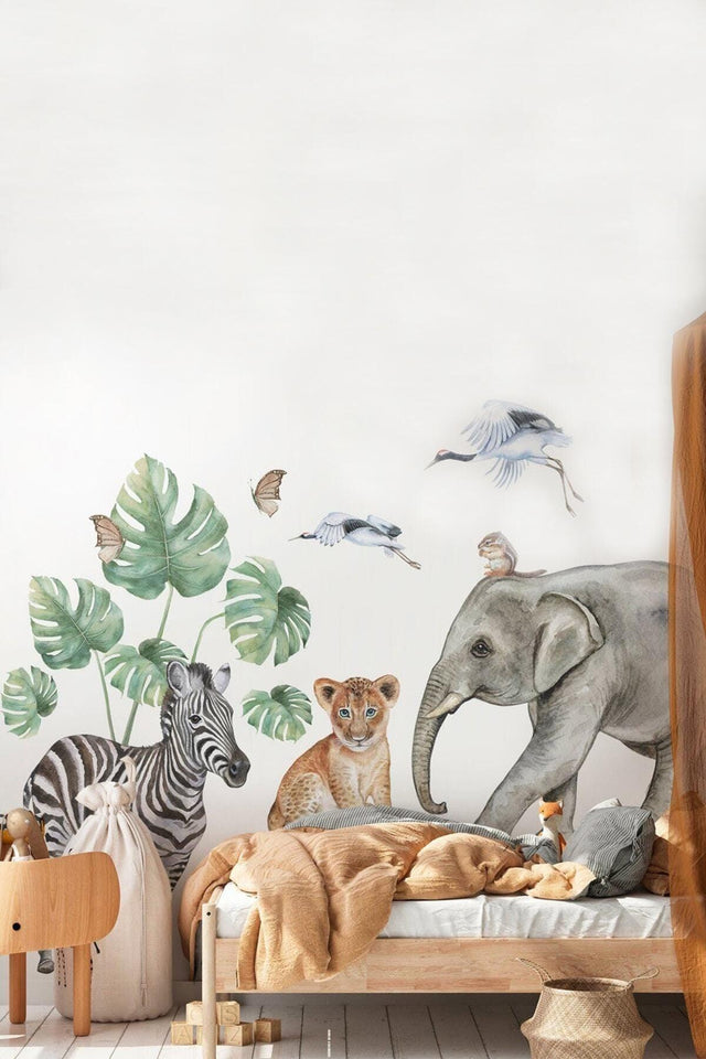 Safari Diary Gorgeous Animals Kids Room Wall Sticker Set - Swordslife