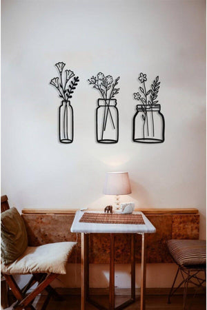 Flower Pot Wall Decoration - Wall Decor Wooden 3 pcs 35x15 cm - Swordslife