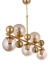 Salkım 5 Row Gold Yellow Honey Glass Pendant Lamp Chandelier - Çakır Chandelier - Swordslife