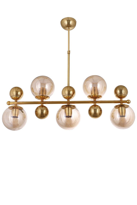 Salkım 5 Row Gold Yellow Honey Glass Pendant Lamp Chandelier - Çakır Chandelier - Swordslife