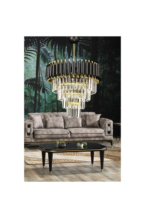 Salon Esszimmer Tisch Kronleuchter Tabut Kristal Stone Black Gold Farbe Kronleuchter 45*85 Lux Luxus Kronleuchter - Swordslife