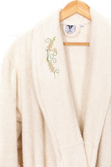 Salyaka Embroidered Bathrobe 100% Cotton Women's Cream