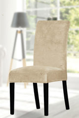 Chair Cover. 6 L. Quality Velvet Fabric. Wide-Length Lycra Cover with Elastic Edges. Beige - Swordslife