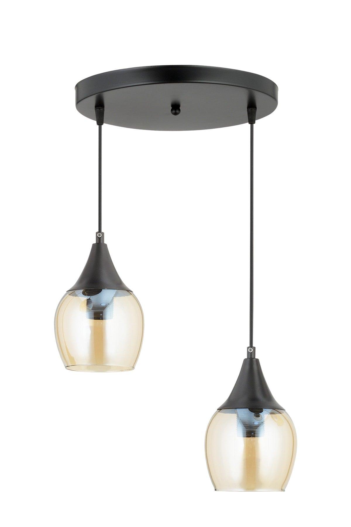 Sante 2-Set Black Honey Glass Modern Pendant Chandelier - Swordslife