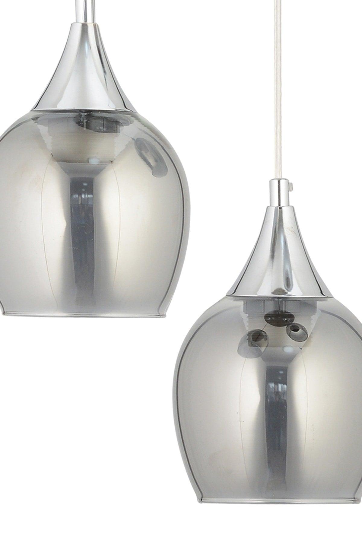 Sante 2-Set Chrome Smoked Glass Modern Pendant Lamp Chandelier - Swordslife